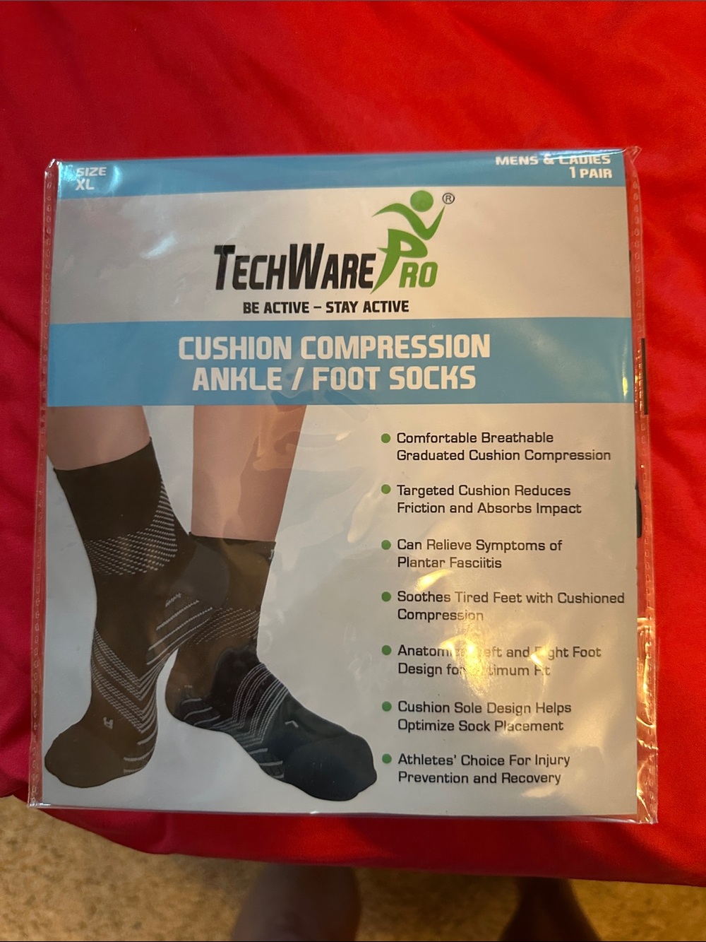 Black Cushion Compression Ankle/Foot Socks - Men's